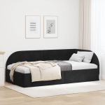 Nurga voodiraam peatsiga Must 90 cm x 190 cm Samet