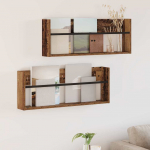 Ajakirja riiul 2 tk vana puit 80 x 12 x 30 cm tehispuit