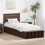Voodiraam riiuliga peaga pruun tamme 75 x 190 cm tehispuit