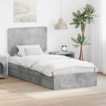 Laos voodi peaga sahtliga Betoonhall 90 x 190 cm Tehispuit