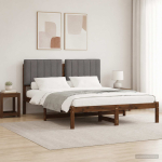 Voodiraam Pehme Peatoega Tumepruun ja helehall 140 x 200 cm