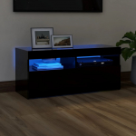 Telerialus LED-tuledega, must, 90 x 35 x 40 cm