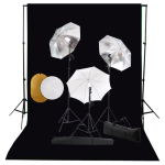 Fotostuudiokomplekt lambid, vihmavari, taustapilt ja reflektor