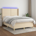 Kontinentaalvoodi madrats ja LED, kreemjas, 140x190 cm, kangas