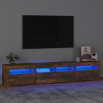 Telerialus LED-tuledega, suitsutatud tamm, 210x35x40 cm