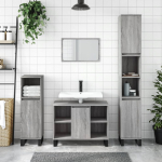 Vannitoakapp, hall sonoma tamm, 80 x 33 x 60 cm, tehispuit