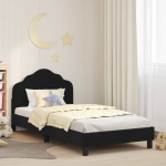 Laste voodiraam peatoega peaga Must 80 x 200 cm Samet