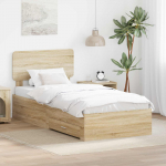 Voodiraam peatsiga sahtliga Sonoma tamm 100 x 200 cm Tehispuit