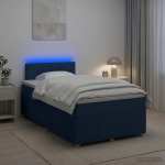 Vedruvoodi madratsiga LED-ribadega Sinine 120 x 200 cm kangas
