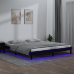 Voodiraam LED-iga, must, 140 x 190 cm, m&auml;nnipuit