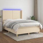 Kontinentaalvoodi madrats ja LED, kreemjas, 140x190 cm, kangas