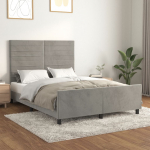 Voodiraam ilma madratsita, helehall, 140x190 cm, samet