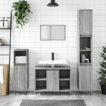 Vannitoakapp, hall sonoma tamm, 30 x 30 x 100 cm, tehispuit