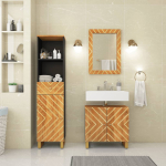 3-osaline vannitoakappide komplekt, pruun ja must, mangopuit