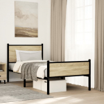 Metallist voodiraam ilma madratsita sonoma tamm 90x190 cm
