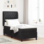 Kontinentaalvoodi madratsi ja peatsiga must 80 x 200 cm samet