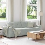 3-kohaline diivan, helehall, 220 x 78 x 80 cm, samet