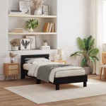 Voodiraam LEDiga peaga Must tamm 100 x 200 cm Tehispuit