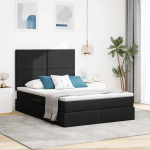 Voodi hoiukohaga ja madratsiga Must 140 x 190 cm Pol&uuml;ester