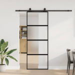 L&uuml;kanduks riistvara komplektiga must 76x205 cm karastatud klaas