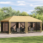 Paviljon k&uuml;lgseinadega 6 x 3 m Kreemjas Pol&uuml;ester ja teras 190