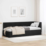 Nurga voodiraam peatsiga Must 80 cm x 200 cm Samet