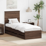 Voodiraam peatsiga sahtliga Pruun tamme 75 x 190 cm Inseneripuit