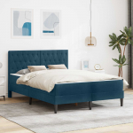Voodiraam madratsiga peaga Sinine 120 x 190 cm Samet