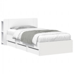 Voodiraam ladustamisega sahtliga Valge 80 x 200 cm Tehispuit