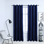 Pimendavad kardinad r&otilde;ngastega 2 tk samet tumesinine 140x175 cm