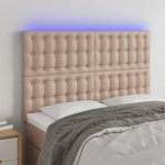 LED-voodipeats, cappuccino, 144x5x118/128 cm, kunstnahk