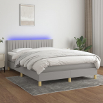 Kontinentaalvoodi madrats ja LED, helehall, 140x190 cm, kangas