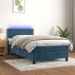 Kontinentaalvoodi madrats, LED, tumesinine, 90x190 cm, samet