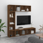 3-osaline raamatu-/telerikapp, pruun tamm, 180 x 30 x 180 cm