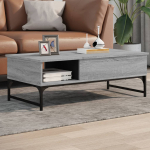 Kohvilaud, hall sonoma tamm, 100x50x35 cm, tehispuit ja metall
