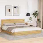 Voodiraam peatsiga ilma madratsita 180x200 cm t&auml;ispuidust tamm