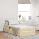 Voodi hoiukohaga ja madratsiga cream 90 x 200 cm Pol&uuml;ester