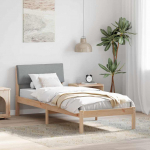 Voodiraam peatsiga Pruun ja helehall 75 x 190 cm M&auml;nnipuit