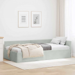 Nurga voodiraam peatsiga Helehall 90 cm x 190 cm Samet