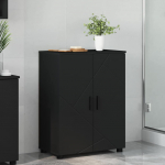 Vannitoa kapp uksega Must 60 x 35 x 80 cm Tehispuit & Metall