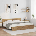 Voodiraam LED-ribatuledega K&auml;sit&ouml;&ouml;puu 180 x 200 cm Tehispuit