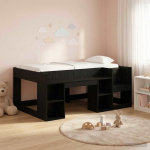 Laste voodiraam koos ladustamisega Must tamm 80 x 160 cm