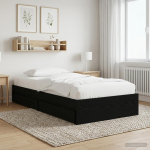 Voodiraam ladustamisega Must tamm 80 x 200 cm Tehispuit