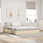 Ottomani voodiraam ladustamisega Kreem 180 x 200 cm kangas