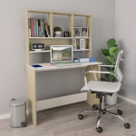 Kirjutuslaud valge ja Sonoma tamm 110x45x157 cm puitlaastplaat