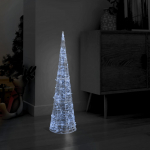 Akr&uuml;&uuml;list valgusp&uuml;ramiid, LED-tuli, koonus, k&uuml;lm valge 90 cm