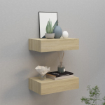 Sahtlitega seinariiulid, 2 tk, tamm, 40 x 23,5 x 10 cm mdf