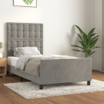 Voodiraam ilma madratsita, helehall, 80x200 cm, samet