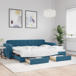 Diivanvoodi v&auml;ljat&otilde;mmatava osaga, sinine, 80x200 cm, samet