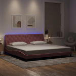 Voodiraam LED-tuledega, roosa, 200x200 cm, samet